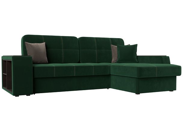 Угловой диван Брюссель правый (полностью велюр зеленый) - Вид 1