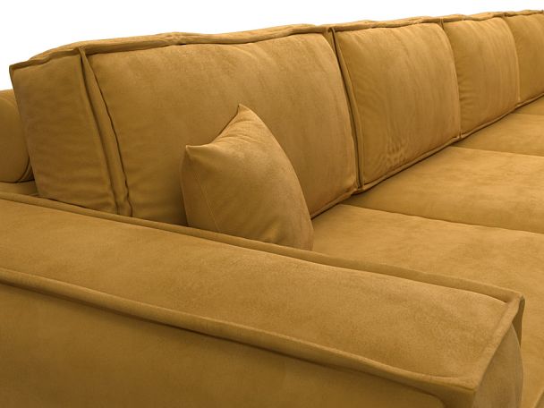 Диван прямой Лига-081 НПБ МегаЛонг Велюр желтый - Вид 4