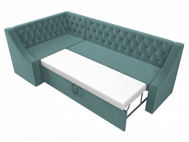 Кухонный угловой диван Мерлин левый (полностью Велюр бирюзовый) - Вид 6