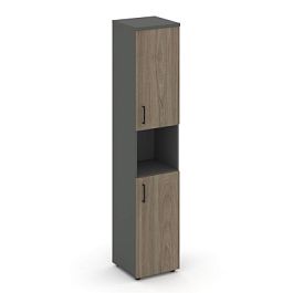 Style Project Шкаф высокий узкий SN.STU-107(R) Антрацит/Вяз Благородный/Черный Ручки 400*400*1982 - Фото предпросмотра