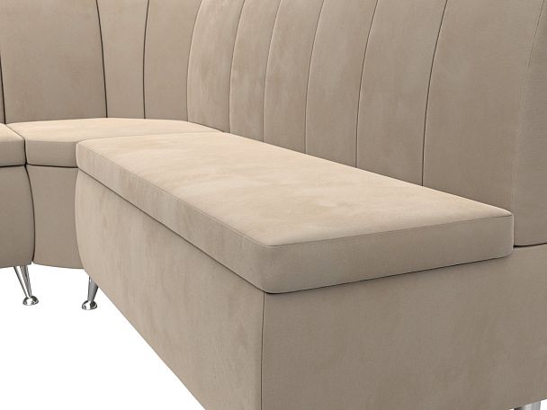 Кухонный угловой диван Кантри левый (полностью велюр бежевый) - Вид 4