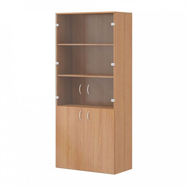 Шкаф канцелярский тип 3, "Офисные шкафы для документов"  ПК-АРМ-ШКЦ182Х80С2Д2/35-В1-24 ольха шагрень - Вид 1