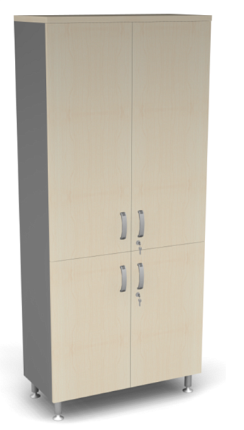 Шкаф широкий закрытый комби Берлин Береза Майнау/Серый ШЗК5-90 - Вид 1