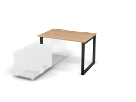 MATRIX 121B100-O Стол прямой, опора на тумбу, вырез. (O-опоры) 1180х780х775 Швейц-й вяз/Темно-серый - Фото предпросмотра