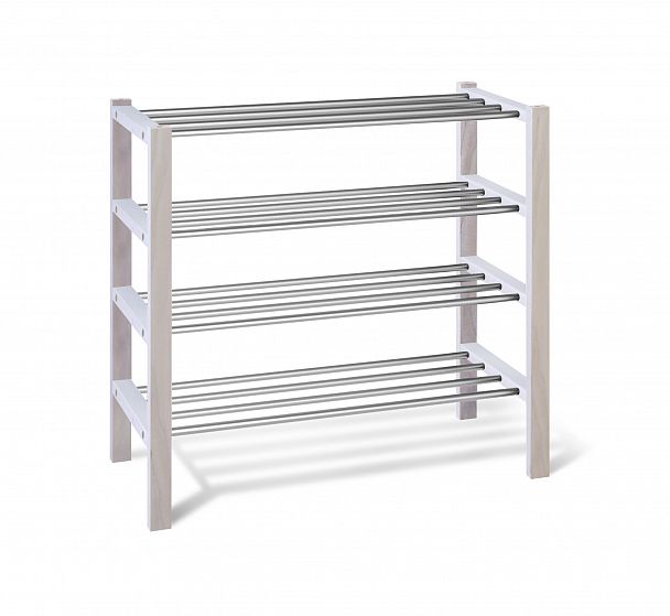 Полка для обуви Sheffilton Альберо SHT-SR9-4 беленый/алюм.металлик - Вид 1