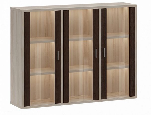 Тумба-витрина Домино СУ(ш3в1)+3ФС Венге/Карамель - Вид 1