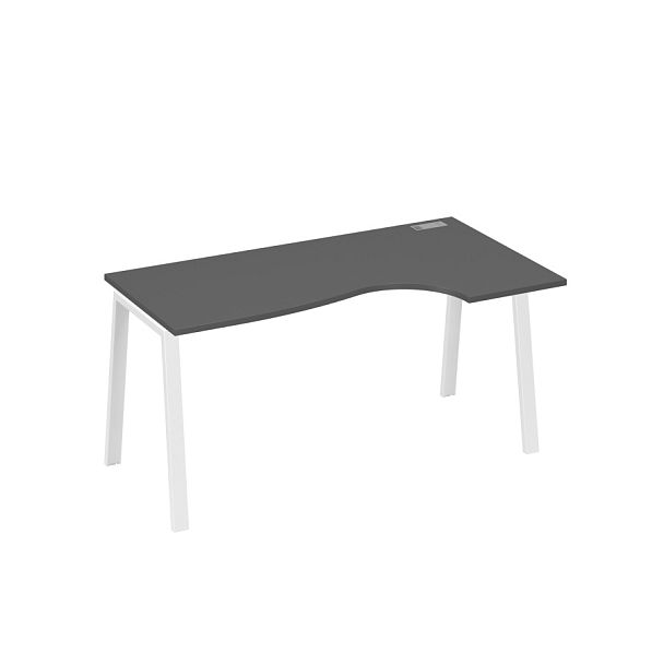 Стол эргономичный правый "Классика" на металлокаркасе TRE A4 А4 Б3 046 БП антрацит премиум / металлокаркас белый - Вид 1
