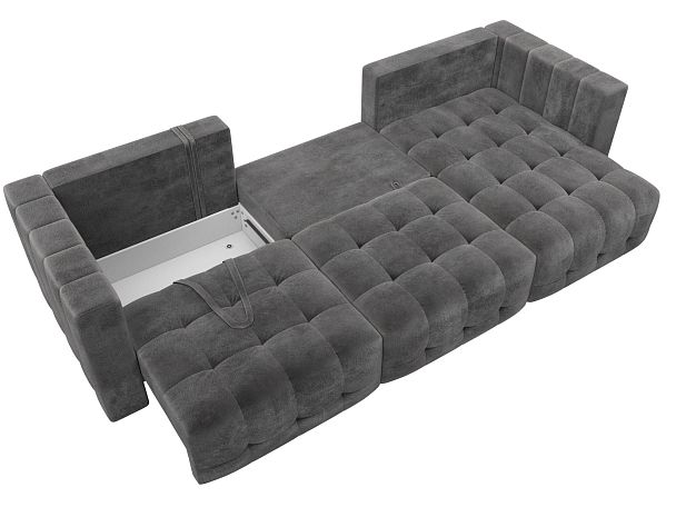 Диван угловой Лига-052 НПБ Лонг угол универсальный Велюр серый - Вид 8