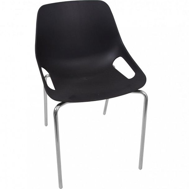Стул Q5 (4 ножки) каркас хром, черный, стопируемый - Вид 1