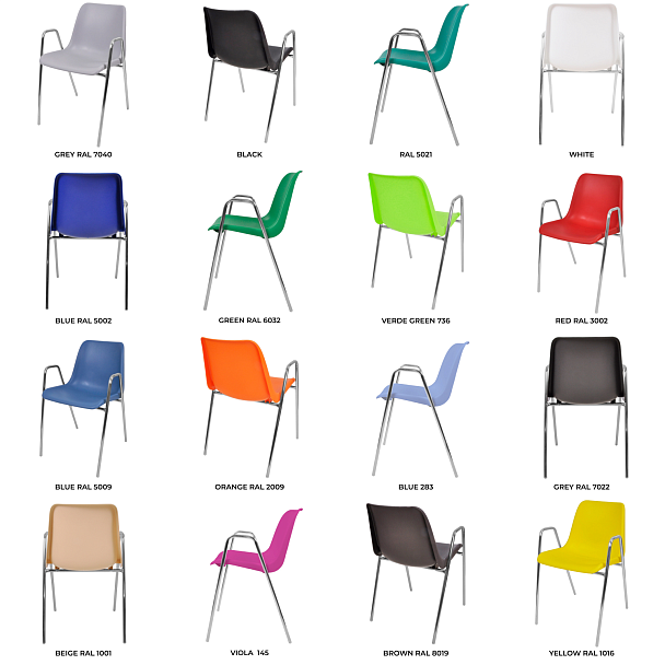 Стул Vicenza (4 высокие ножки c подлокотниками), каркас Хром, коричневый, РП+ИК, стопируемый - Вид 6