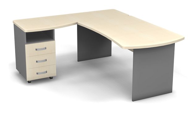 Стол угловой L,R 1800 Берлин Береза Майнау/Серый УРМ 180 L\R - Вид 2