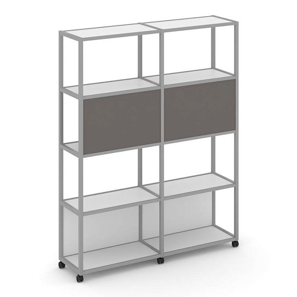 Shelf Mobile Стеллаж 5 уровней 2 секции VR.LT-STK-513.12 Белый Бриллиант/Металл Серый/W-26 2370*400*2000 - Вид 1