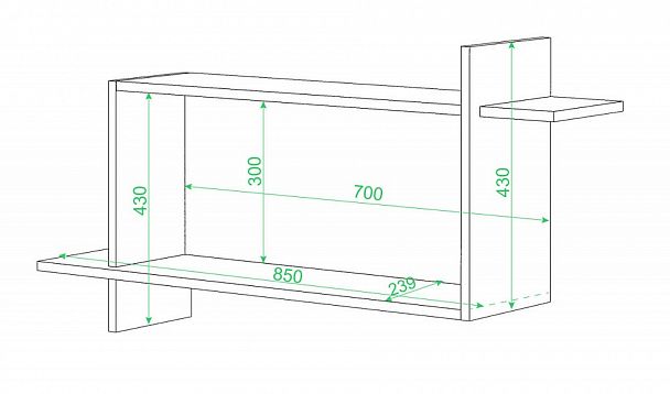 Полка книжная Домино ПК-16 Белый/Шамони - Вид 2