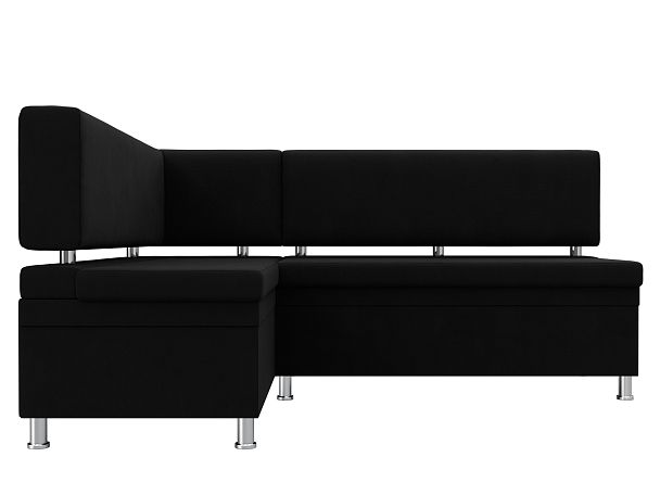 Кухонный уголок Стайл левый (полностью микровельвет черный) - Вид 2