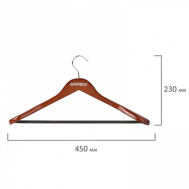Вешалка-плечики, размер 48-50, деревянная, анатомическая, перекладина, цвет вишня, BRABIX "Люкс", 601164 - Вид 8