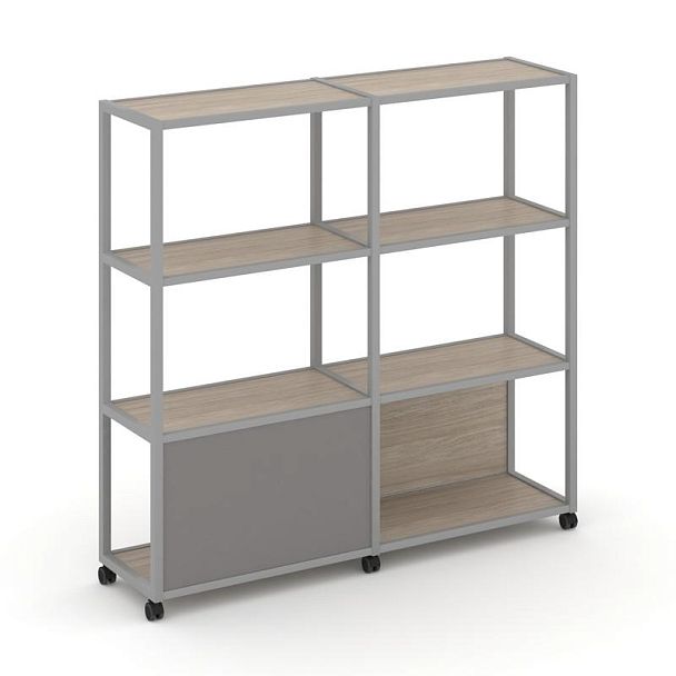 Shelf Mobile Стеллаж 4 уровня 2 секции VR.LT-STK-413.10 Дуб Аттик/Металл Серый/W-11 1970*400*1523 - Вид 1