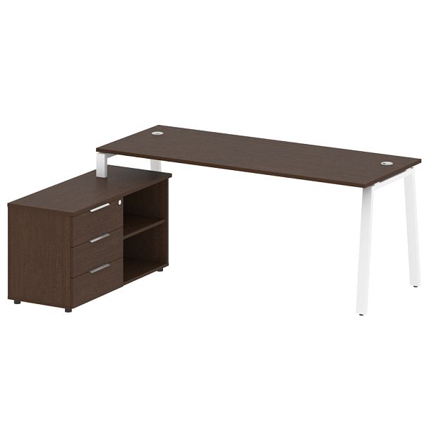 Metal System Р. ст. с тумбой на А-образном м/к БА.РС-СТС-2.5 (L) Венге/Белый металл 1900*1520*750 - Вид 1