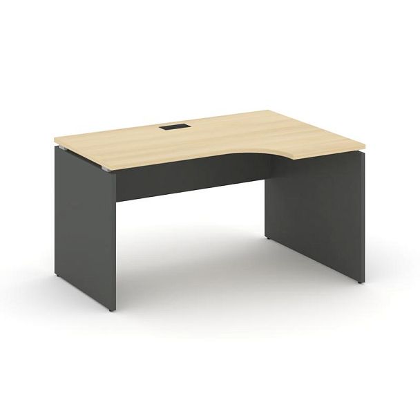 Стайл Проджект Стол рабочий эргоном. SN-D.SPA-022(R) Акация Лорка/Антрацит NEW/Черная Заглушка 1580* - Вид 1