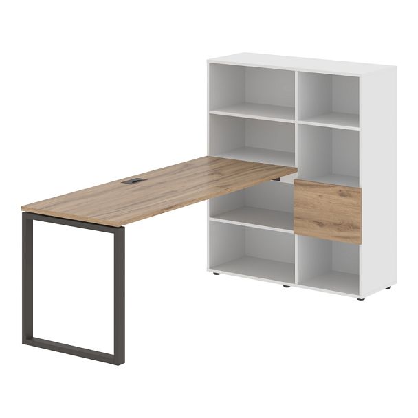 Стол-стеллаж EQRST 1117 Дуб Денвер светлый/Мокко/Белый 2190х1120х1355 EDIS - Вид 1