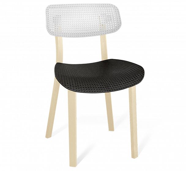 Пластиковый стул Sheffilton SHT-S85 бело-черный белый/черный/бежевый - Вид 1