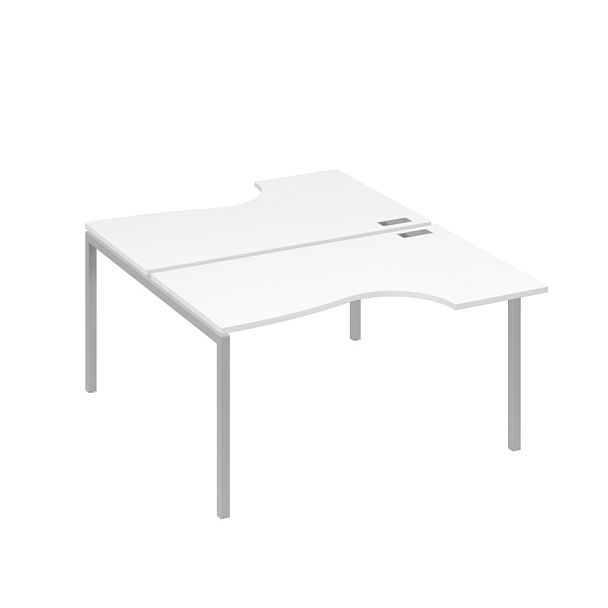Рабочая станция металлокаркас DUE со столами (2х140) Классика A4 А4 Б2 184 БП белый премиум / металлокаркас серый - Вид 1
