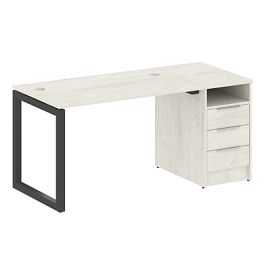 Metal System Quattro Р. ст. с тумбой на О-образном м/к 50БО.РС-СТП-1.2 Дуб наварра/Антрацит металл 1612*720*750 - Фото предпросмотра