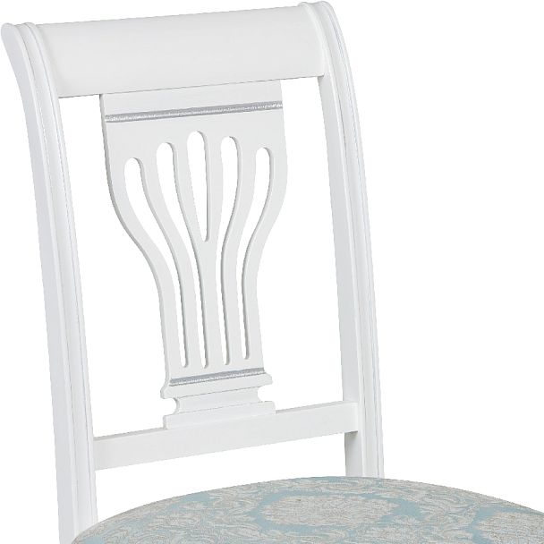 Комплект деревянных стульев с мягким сиденьем Мендельс Белая эмаль серебрянная патина/Бирюзовый жаккард, 2 шт. - Вид 8