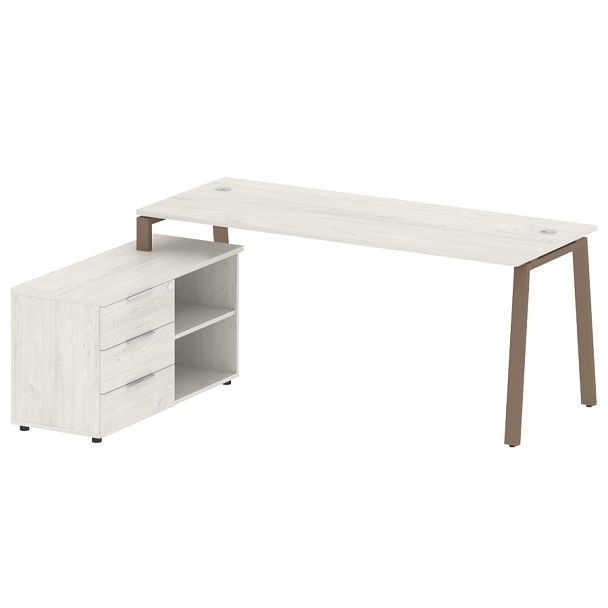 Metal System Р. ст. с тумбой на А-образном м/к БА.РС-СТС-2.5 (L) Дуб наварра/Мокко металл 1900*1520*750 - Вид 1