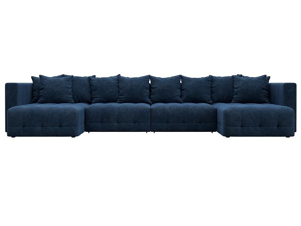 Диван П-образный Лига-052 НПБ Лонг Велюр синий - Вид 2