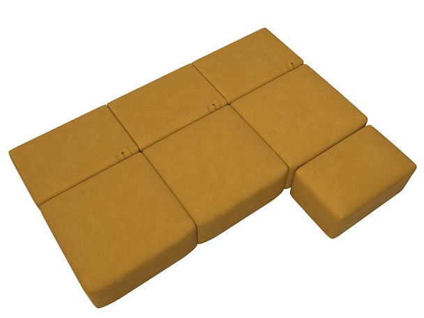 Диван угловой модульный с пуфом Лига-060 НПБ Лонг угол универсальный Велюр желтый - Вид 9