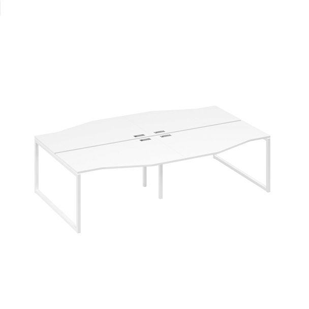 Рабочая станция столы Техно на металлокаркасе DUE (4х140) A4 А4 Б2 190-2 БП белый премиум / металлокаркас белый - Вид 1