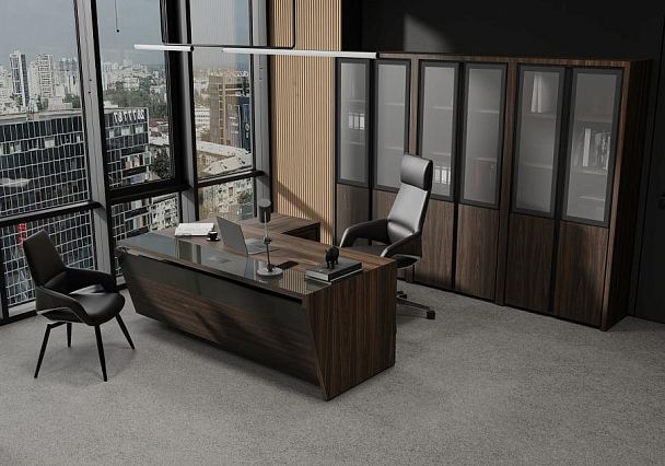 Корнер Шкаф средний широкий COR.ST-2.3 Каштан Тоскана/Черный 900*450*1231 - Вид 4