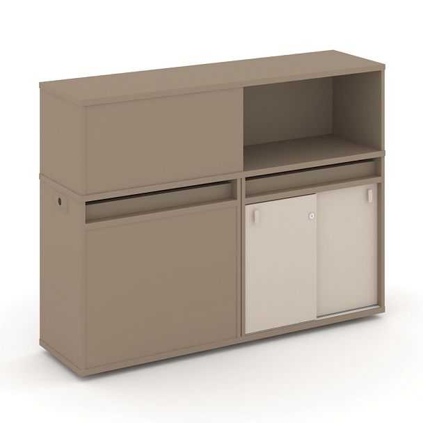 Estetica Набор №19. Тумба двойная+низкая надставка ES.NB.2N-19 Латте/Капучино 1500*410*1135 - Вид 1