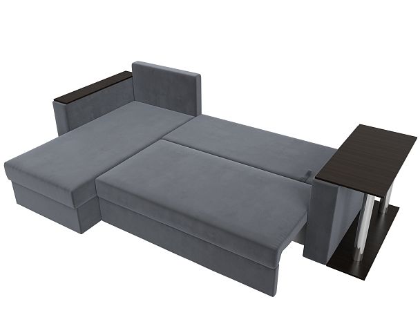 Угловой диван Атланта Лайт левый (полностью велюр серый) - Вид 8