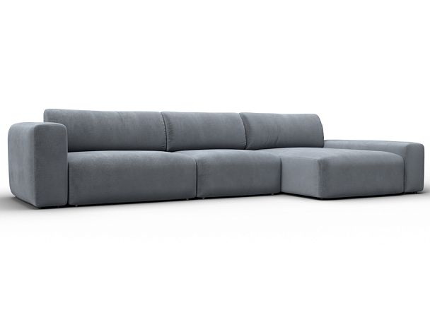 Диван угловой Лига-066 НПБ Лонг угол правый Велюр серый - Вид 1