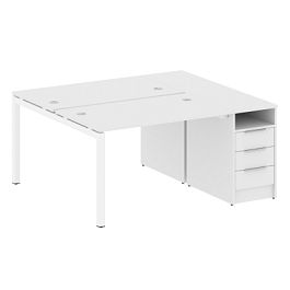 Metal System Quattro Р. ст. с тумбой на П-образном м/к 50БП.РС-СТП-2.2 Белый/Белый металл 1612*1475*750 - Фото предпросмотра