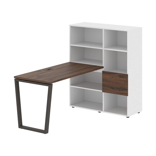 Стол-стеллаж EVRST 1113 Дуб Денвер тёмный/Мокко/Белый 1790х1120х1355 EDIS - Вид 1