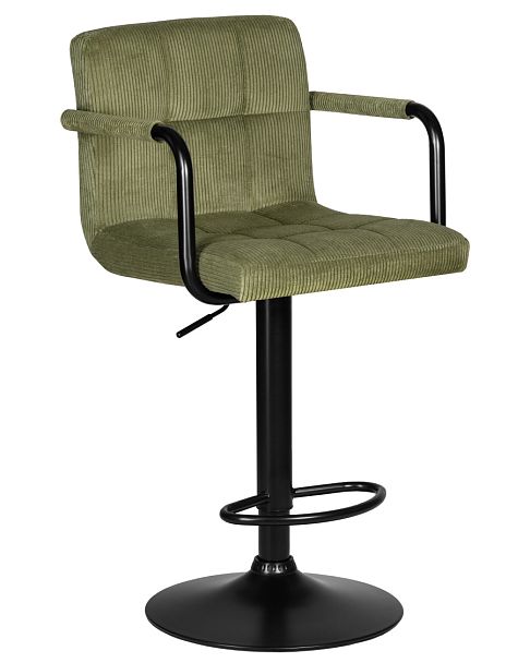 Стул барный DOBRIN KRUGER ARM BLACK (зеленый вельвет (LAR-E2041-7)) - Вид 1