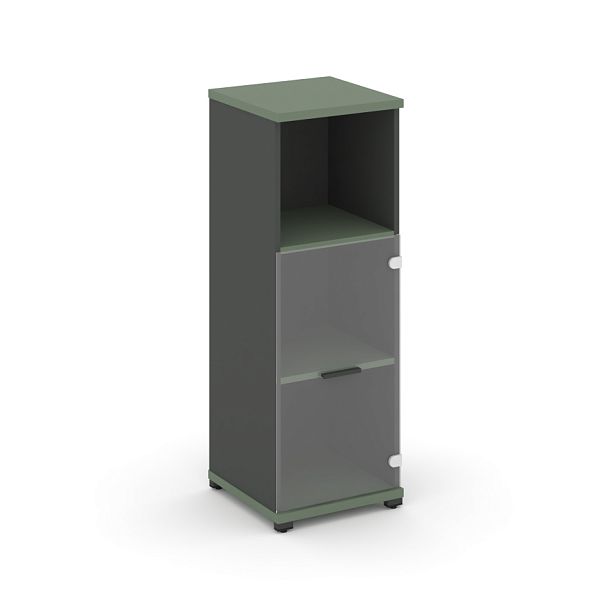 Concept Шкаф 1 узкая секция, 3 ниши CN.STU.E-313 SP A Кобо/Антрацит/Металл Антрацит/Прозрачный 420*420*1186 - Вид 1