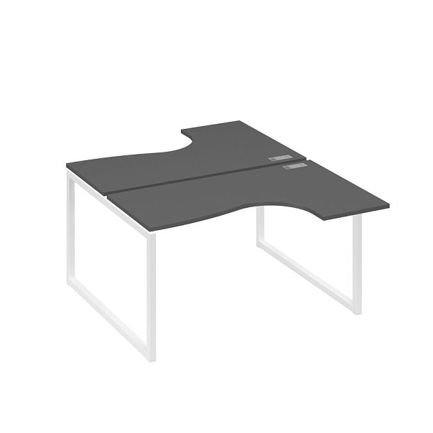 Рабочая станция каркас QUATTRO столы Классика (2х140) A4 А4 Б4 181 БП антрацит премиум / металлокаркас белый - Вид 1