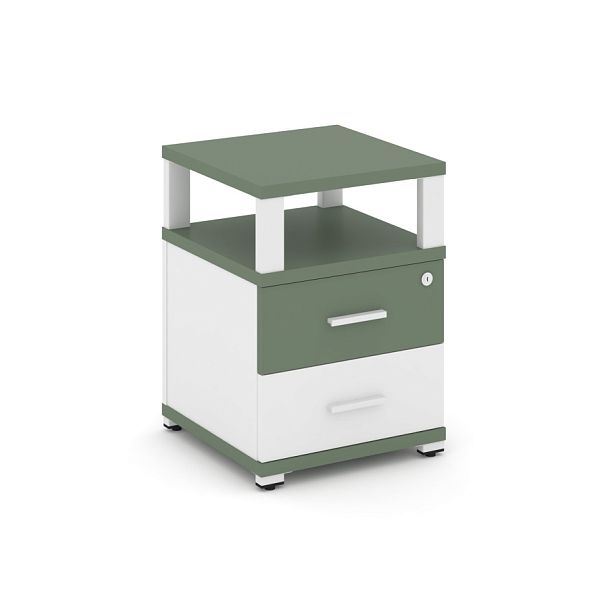 Concept Тумба приставная 2 ящ. с надставкой CN.TUP-002 W Кобо/Белый Бриллиант/Металл Белый 420*420*583 - Вид 1