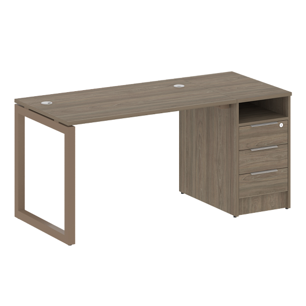 Metal System Quattro Р. ст. с тумбой на О-образном м/к 50БО.РС-СТП-1.2 Вяз/Мокко металл 1612*720*750 - Вид 1