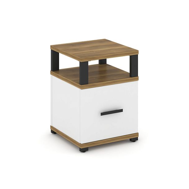 Concept Тумба приставная 1 распаш. фасад с надставкой CN.TUP-006 W Сандал Янтарный/Белый Бриллиант/Металл Черный 420*420*750 - Вид 1