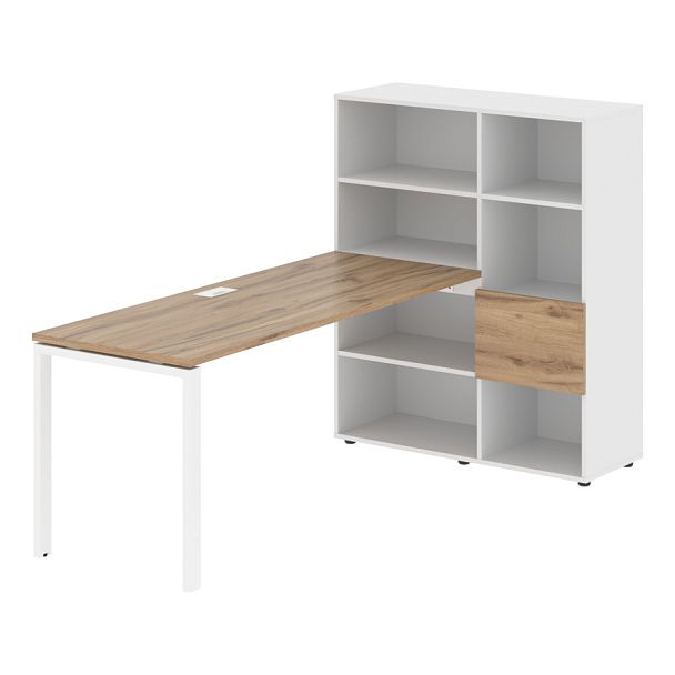 Стол-стеллаж EURST 1117 Дуб Денвер светлый/Белый/Белый 2190х1120х1355 EDIS - Вид 1