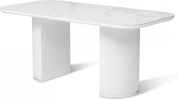 Стол керамический Сайлент 180х90х79 Белый мрамор/Белый - Вид 3