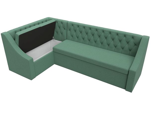 Диван кухонный угловой Мерлин левый угол Рогожка зеленый - Вид 7