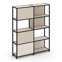 Shelf Mobile Стеллаж 5 уровней 2 секции VR.LT-STK-515.08 Денвер Светлый/Металл Черный/W-04 1570*400*2000 - Фото предпросмотра