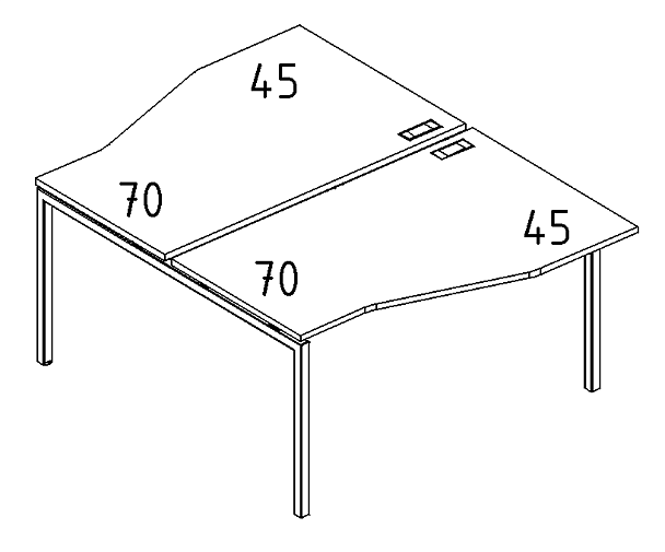 Станция со столами Техно эргономичными (2х160) каркас DUE A4 А4 Б2 191 БП натуральный дуб / металлокаркас антрацит - Вид 3