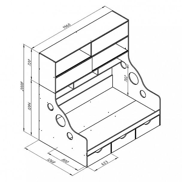 Кровать с антресолью "Дельта-21.02" - Вид 3