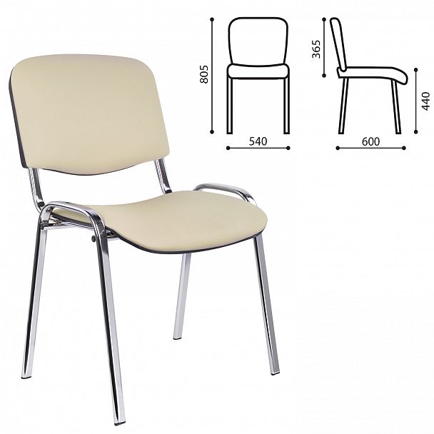 Стул для персонала и посетителей "ИЗО", хромированный каркас, кожзаменитель бежевый Z-21 - Вид 3